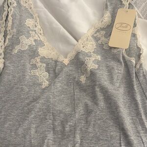 La Perla Gray Chemise with Cream Lace